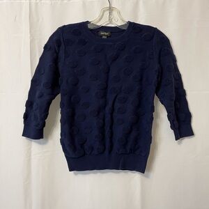 Lord & Taylor Polka Dot Sweater Navy Blue Women Extra Small